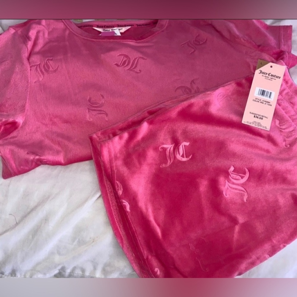 Juicy couture 2 piece hot pink velour set